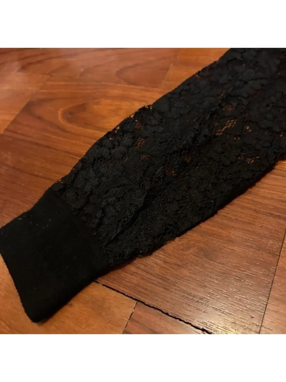 Tory Burch Lace Merino Wool Sweater Black Sz Med Underarm 36 Sml Tear Now Fixed